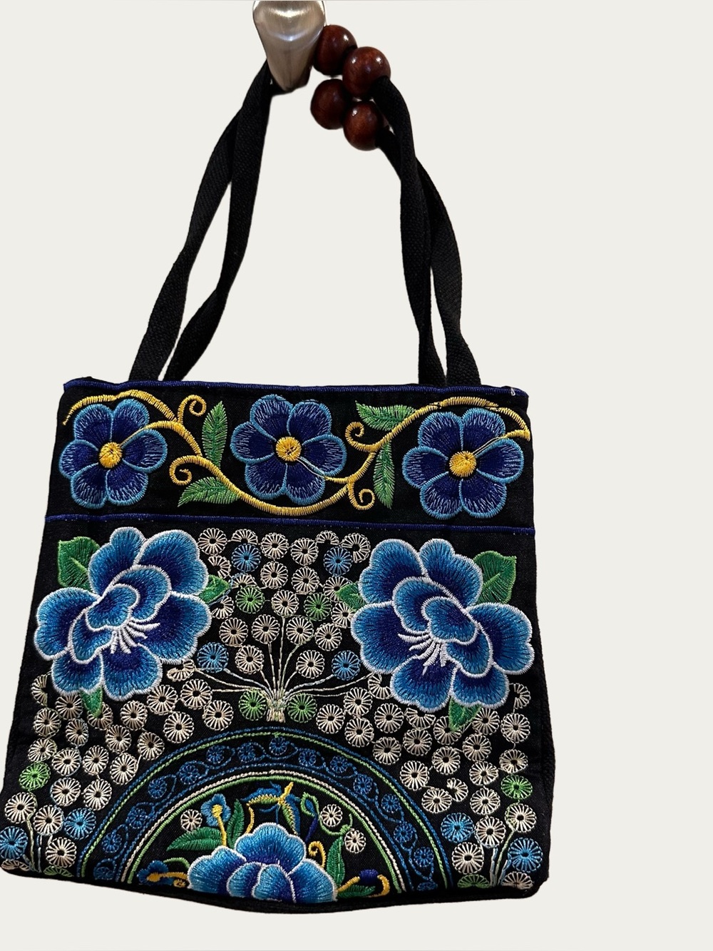 Mexican style Aztec kaleidoscope Mini Floral Blue Bag
